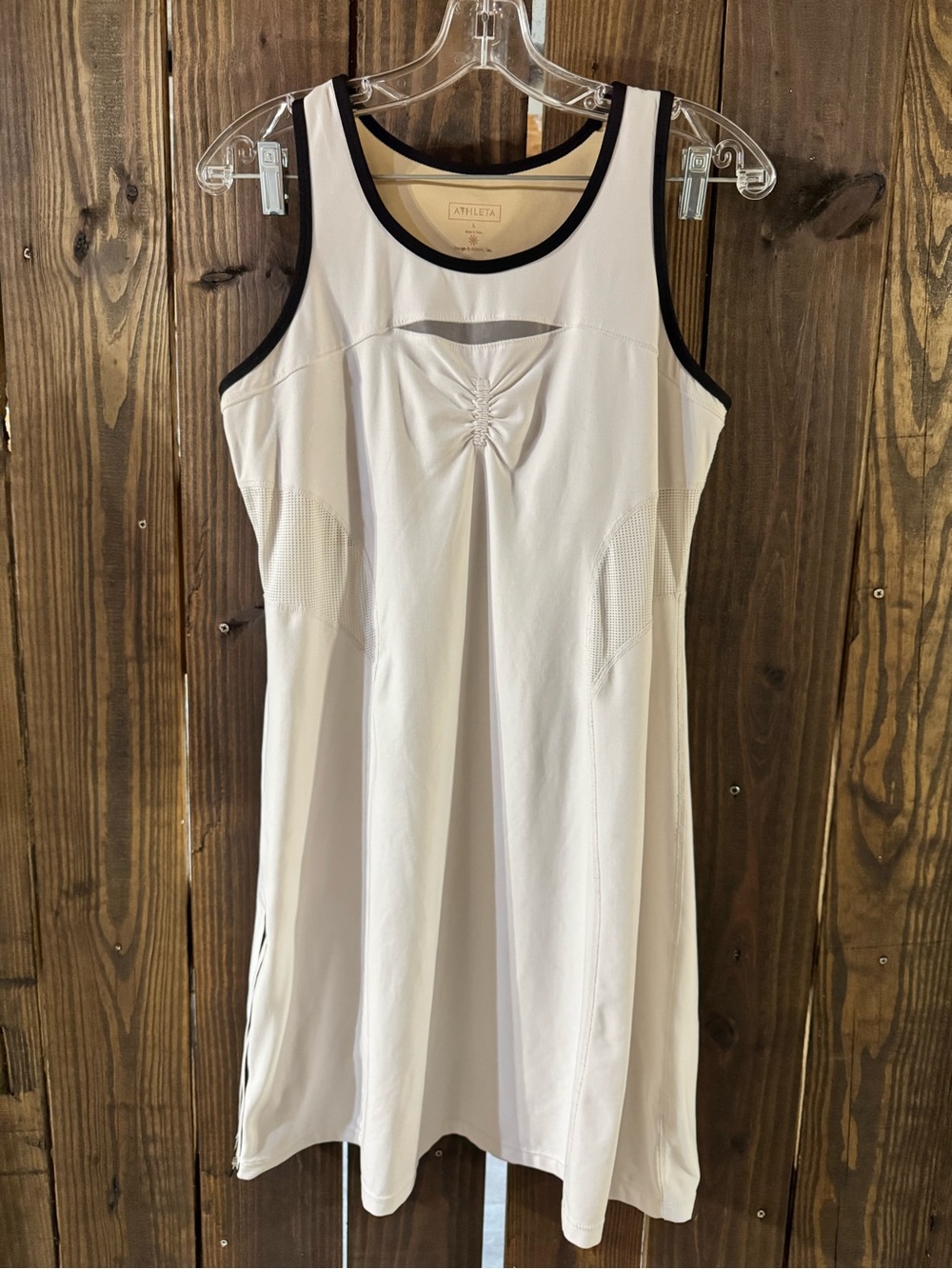 Athleta White Sleeveless Tank Dress with Black Trim